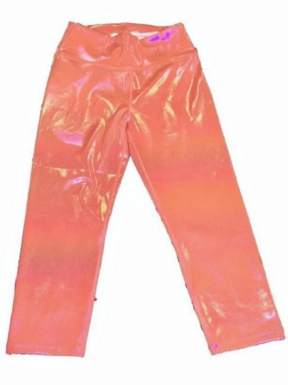 NWT W.I.T.H Wear It To Heart Iridescent Metallic Shimmer Leggings Pink Crop XS